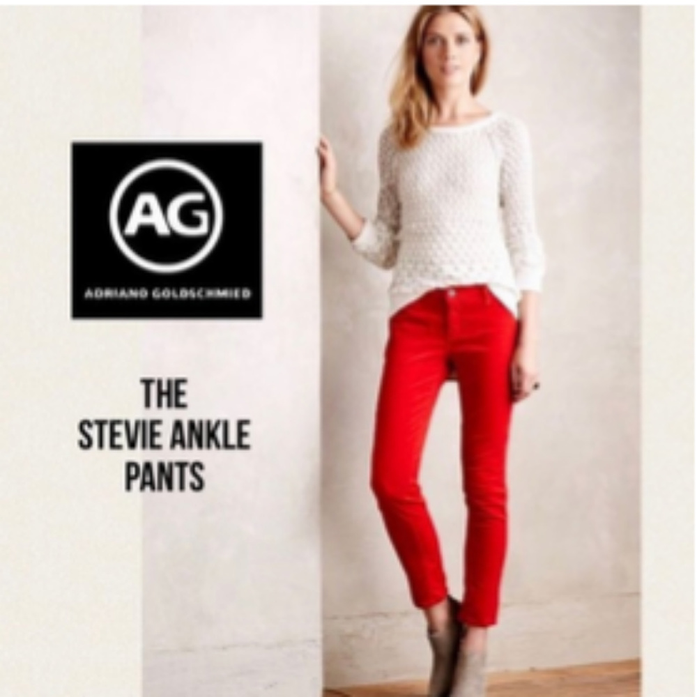 AG GOLDSCHMIED Red Stevie Corduroy Pants, Size 27